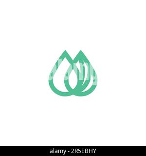 Water and leaves Logo symbol. Organic water Logo Stock Vector
