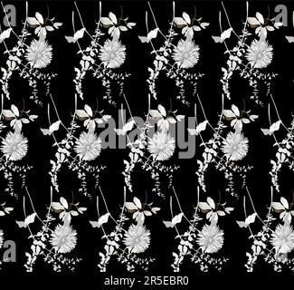 Abstract Design of Textured Flowers Ready for Textile Prints. Stock Vector