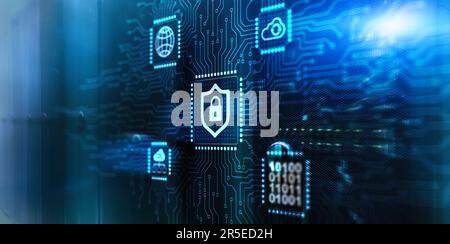 Cyber security protecting network against cyberattack from hackers on internet. Secure access. Stock Photo
