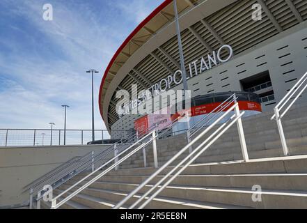 View on the modern arena Civitas Metropolitano - the official home ground of FC Atletico Madrid Stock Photo