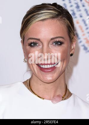 CENTURY CITY, LOS ANGELES, CALIFORNIA, USA - JUNE 02: American actress Katie Cassidy arrives at the 30th Annual Race To Erase MS Gala held at the Fairmont Century Plaza on June 2, 2023 in Century City, Los Angeles, California, United States. (Photo by Xavier Collin/Image Press Agency) Stock Photo