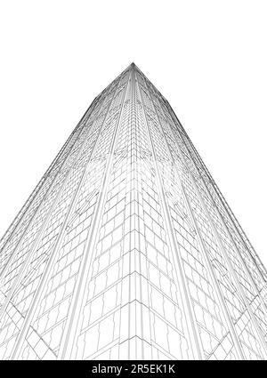 Outline of a multi-storey skyscraper from black lines isolated on a ...