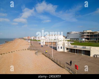 aerial view of the De La Warr pavillion at Bexhill on sea on the east sussex coast Stock Photo