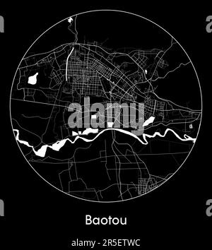 City Map Baotou China Asia vector illustration black white Stock Vector ...