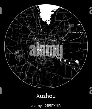 City Map Xuzhou China Asia blue print round Circle vector illustration ...