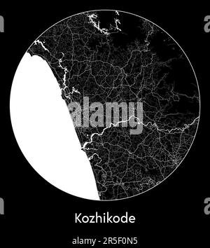 Kozhikode India Asia City map blue print vector illustration Stock ...
