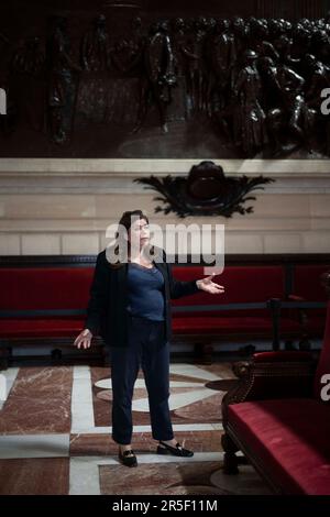 Paris, France. 03rd June, 2023. Raquel Garrido gestures at the French National Assembly in Paris on June 2, 2023. Photo by Eliot Blondet/ABACAPRESS.COM Credit: Abaca Press/Alamy Live News Stock Photo