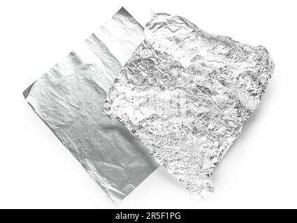 Sheets of aluminium foil on white background Stock Photo