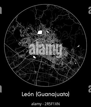 City Map Leon Guanajuato Mexico North America blue print round Circle ...