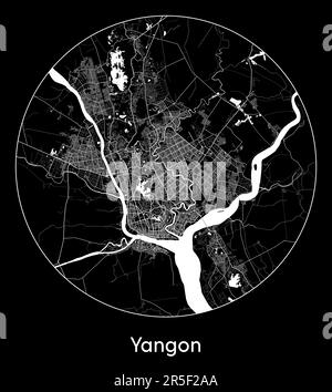 City Map Yangon Myanmar Asia vector illustration Stock Vector