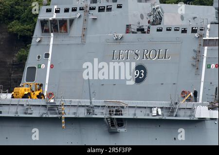Yokusuka, Japan. 03rd June, 2023. San Antonio-class amphibious transport dock USS Somerset (LPD-25) is seen anchored at Fleet Activities (FLEACT) Yokosuka in Kanagawa-Prefecture, Japan on Saturday, June 3, 2023. Photo by Keizo Mori/UPI Credit: UPI/Alamy Live News Stock Photo