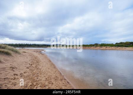Anglesea Beach and ocean on a stormy cool autumn dayin Anglesea, Victoria, Australia Stock Photo