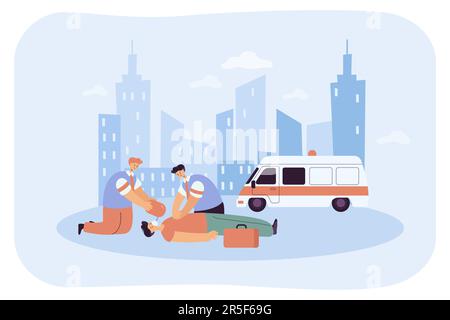 Doctor giving first medical aid to unconscious person Stock Vector