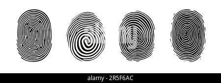 Set of vector fingerprint icons isolated on white background.  Stock Vector