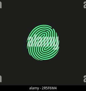 fingerprint logo on black background Stock Vector