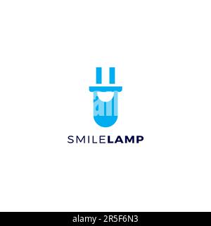 Smile Lamp Logo. Electric Logo Design. Smart Lamp Stock Vector