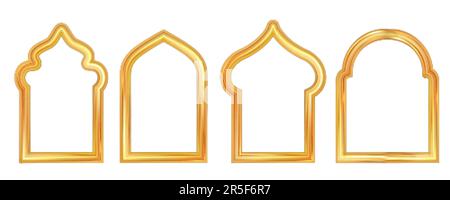 illustration of Arabic Islamic style golden frame design for greetings template Stock Vector