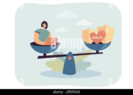 Female employee in stress doing work and health Stock Vector