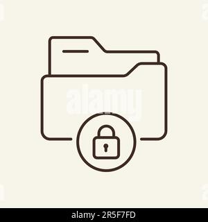 Secure data folder thin line icon Stock Vector