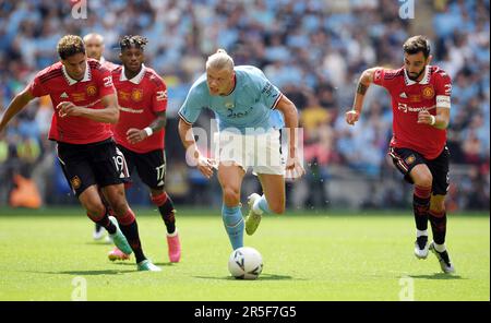 Erling Haaland Of Manchester City And Bruno Fernandes Of Manchester ...