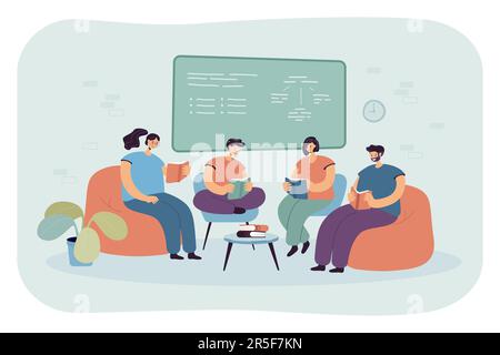 Students of college or university reading books in classroom Stock Vector