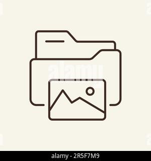 Pictures folder thin line icon Stock Vector