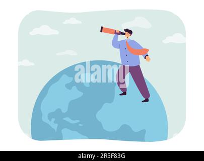 Businessman looking for global opportunity through telescope Stock Vector
