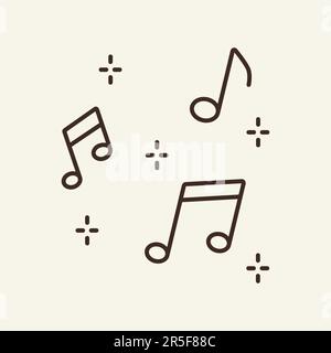 Music notes thin line icon Stock Vector