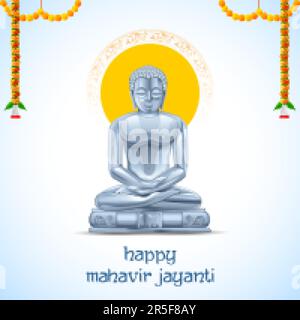 illustration of spiritual festival background of Mahavir Janma Kalyanak religious festivals in Jainism Stock Vector