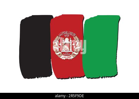 Afghanistan Flag with colored hand drawn lines in Vector Format Stock Vector