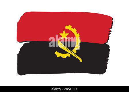 Angola Flag with colored hand drawn lines in Vector Format Stock Vector