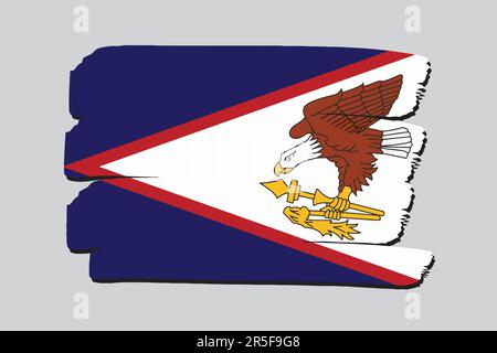 American Samoa Flag with colored hand drawn lines in Vector Format Stock Vector