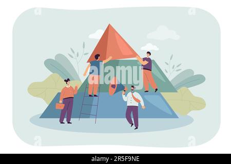 Team of business people building pyramid together. Teamwork of male and ...