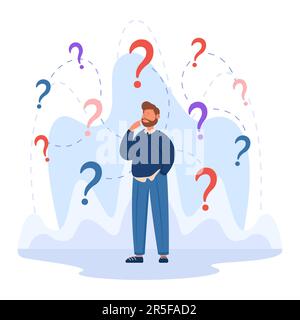 Confused business character making important decision Stock Vector