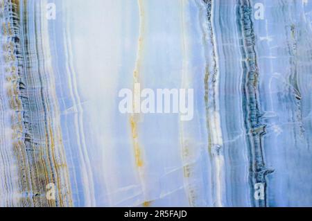 Blue marble texture with bright cracks and veins, natural stone pattern Stock Photo
