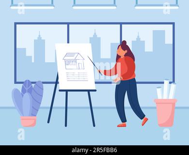 Architect on board presentation of new house Stock Vector