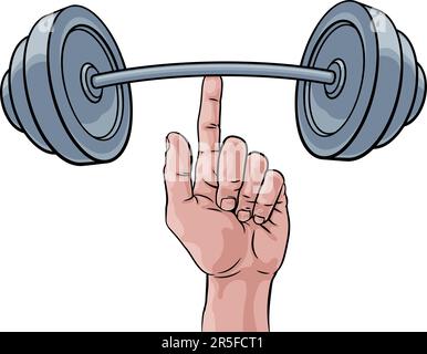 Weight Lifting Hand Finger Holding Barbell Concept Stock Vector