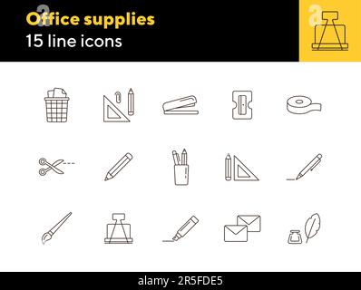 Office supplies icon set Stock Vector