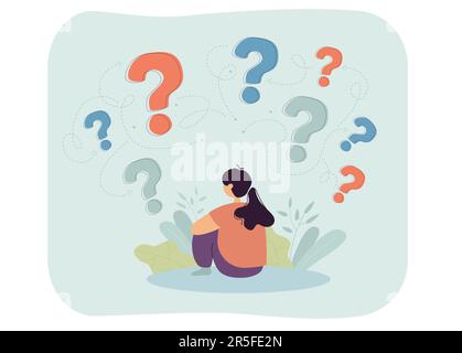 Woman thinking about answer to difficult question Stock Vector