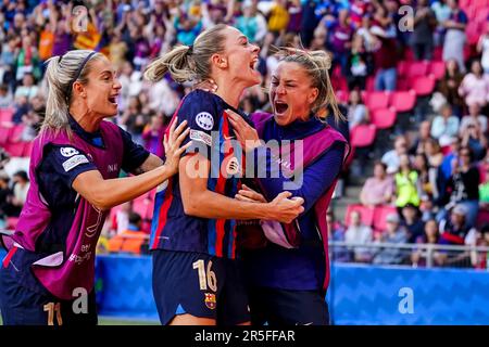 Eindhoven, Netherlands. 03rd June, 2023. EINDHOVEN, NETHERLANDS - JUNE 3: Fridolina Rolfo of FC Barcelona celebrates after scoring her sides third goal during the UEFA Women's Champions League Final match between FC Barcelona and VfL Wolfsburg at the PSV Stadion on June 3, 2023 in Eindhoven, Netherlands (Photo by Joris Verwijst/Orange Pictures) Credit: Orange Pics BV/Alamy Live News Stock Photo