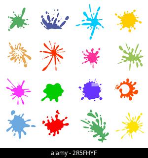 Colored splashes of paint vector illustration set Stock Vector