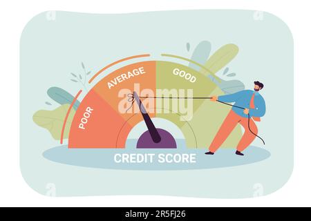 Businessman pulling speedometer from poor to good performance Stock Vector