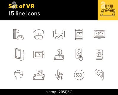 Set of VR icons Stock Vector