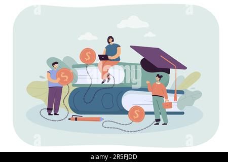 Students without scholarship taking university or college loans Stock Vector
