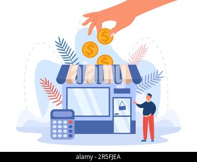 Government or business partner giving grant to bankrupt man Stock Vector