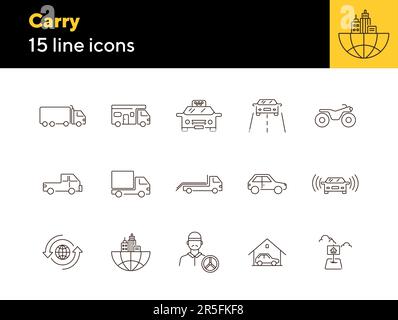 Carry line icon set Stock Vector