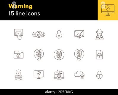 Warning line icons Stock Vector