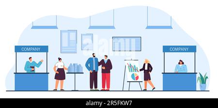 Companies presenting products at trade show or exhibition Stock Vector