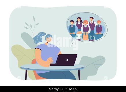 Online lesson with teacher and students Stock Vector