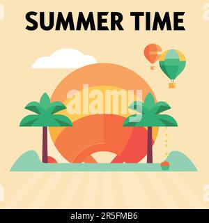 Flat summer vector illustration. Summer Design. Stock Vector